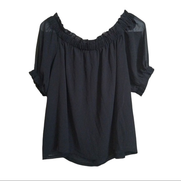 1. State Size Medium Black Ruffle Short Sleeve Off The Shoulder Blouse - Picture 3 of 11